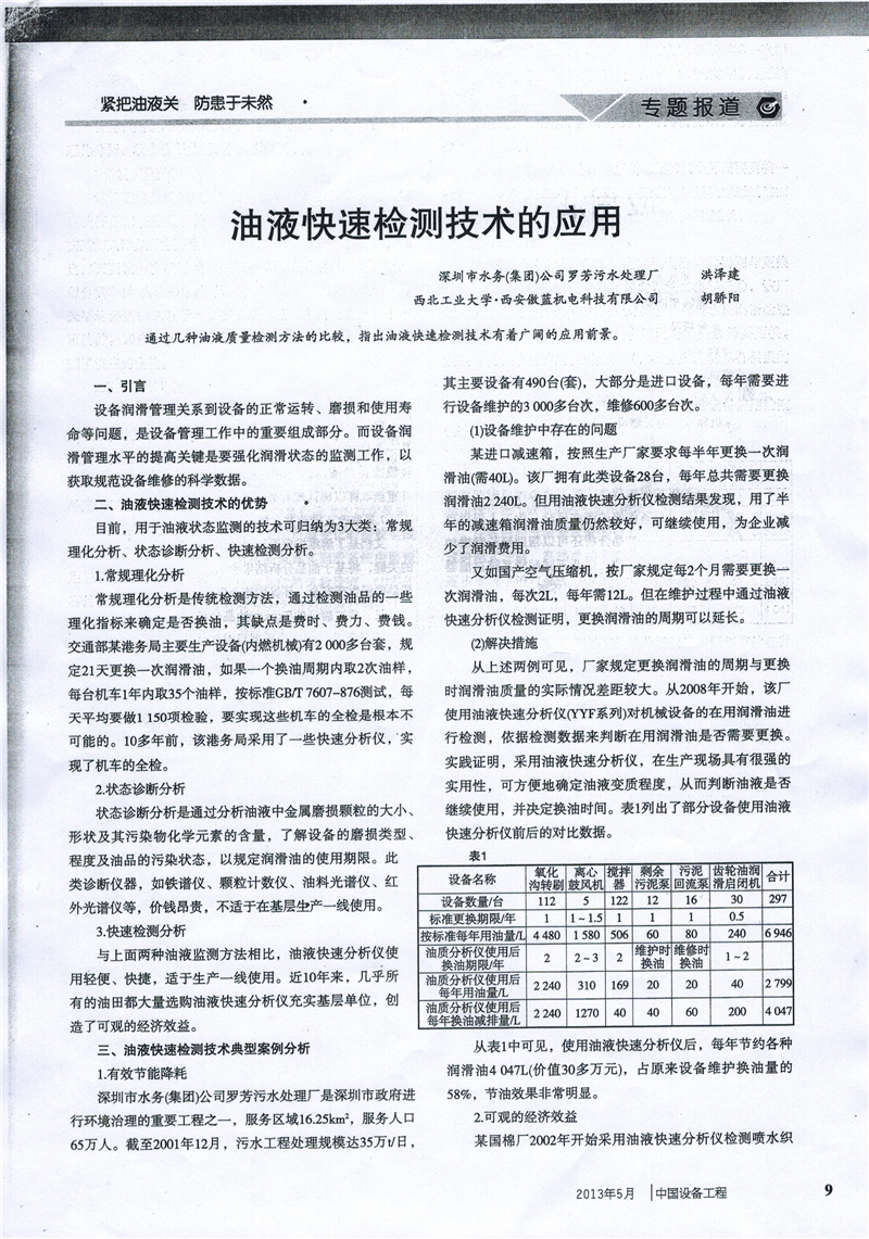 油液快速检测技术的应用